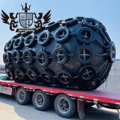 ISO 17357 Standar 50kPa/80kPa Fender Karet Yokohama Dengan Ban dan Rantai Fender Terapung Laut