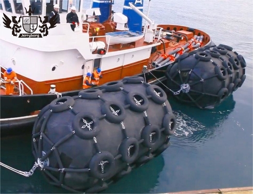 Fender Jepang Yokohama Floating Type Marine Pneumatic Rubber Fender dengan Rantai dan Ban